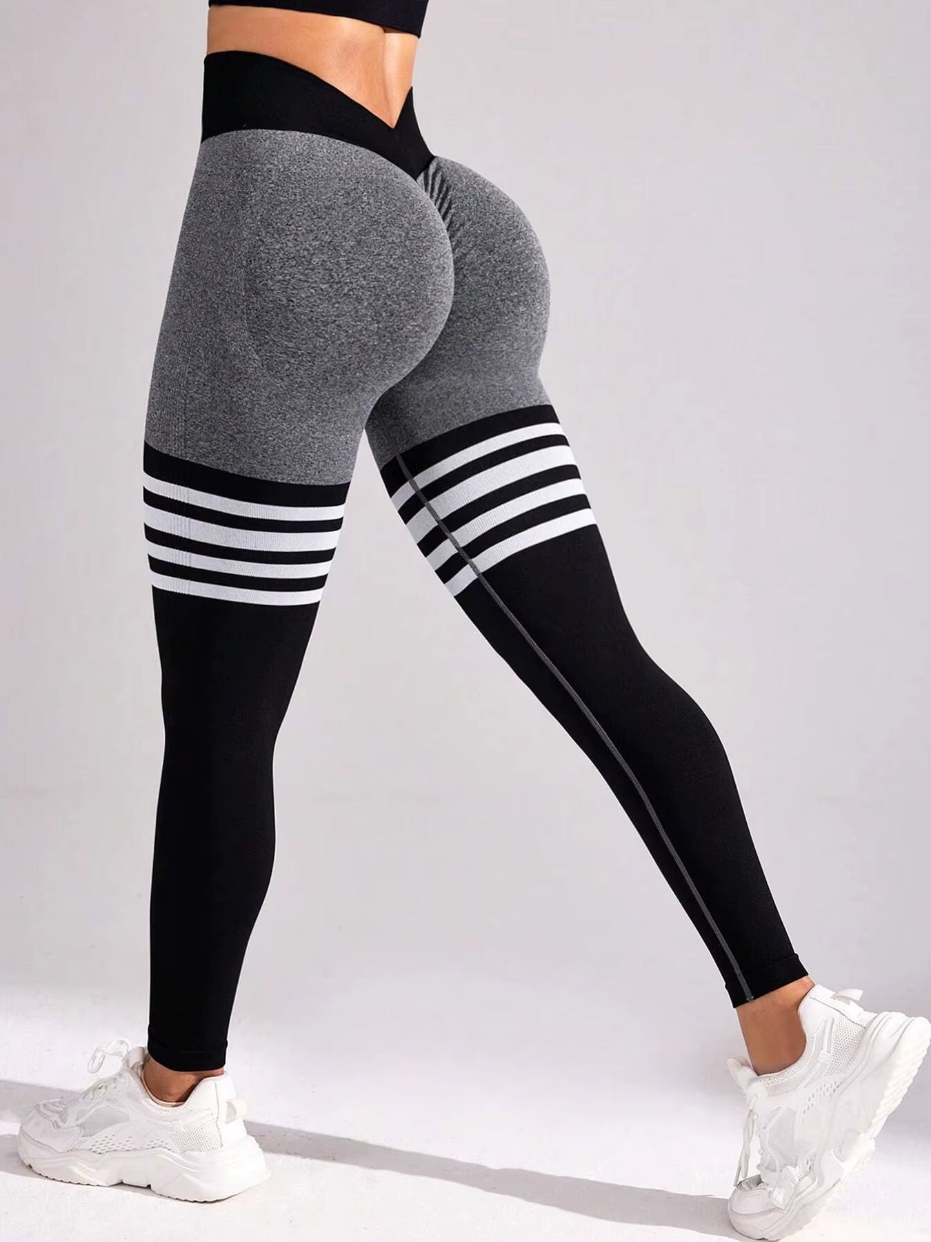 2024 Women'S High V Waist Yoga Leggings Letter Gym Wear Seamless High Stretchy Butt Lifting Breathable Sports Pants for Mejur